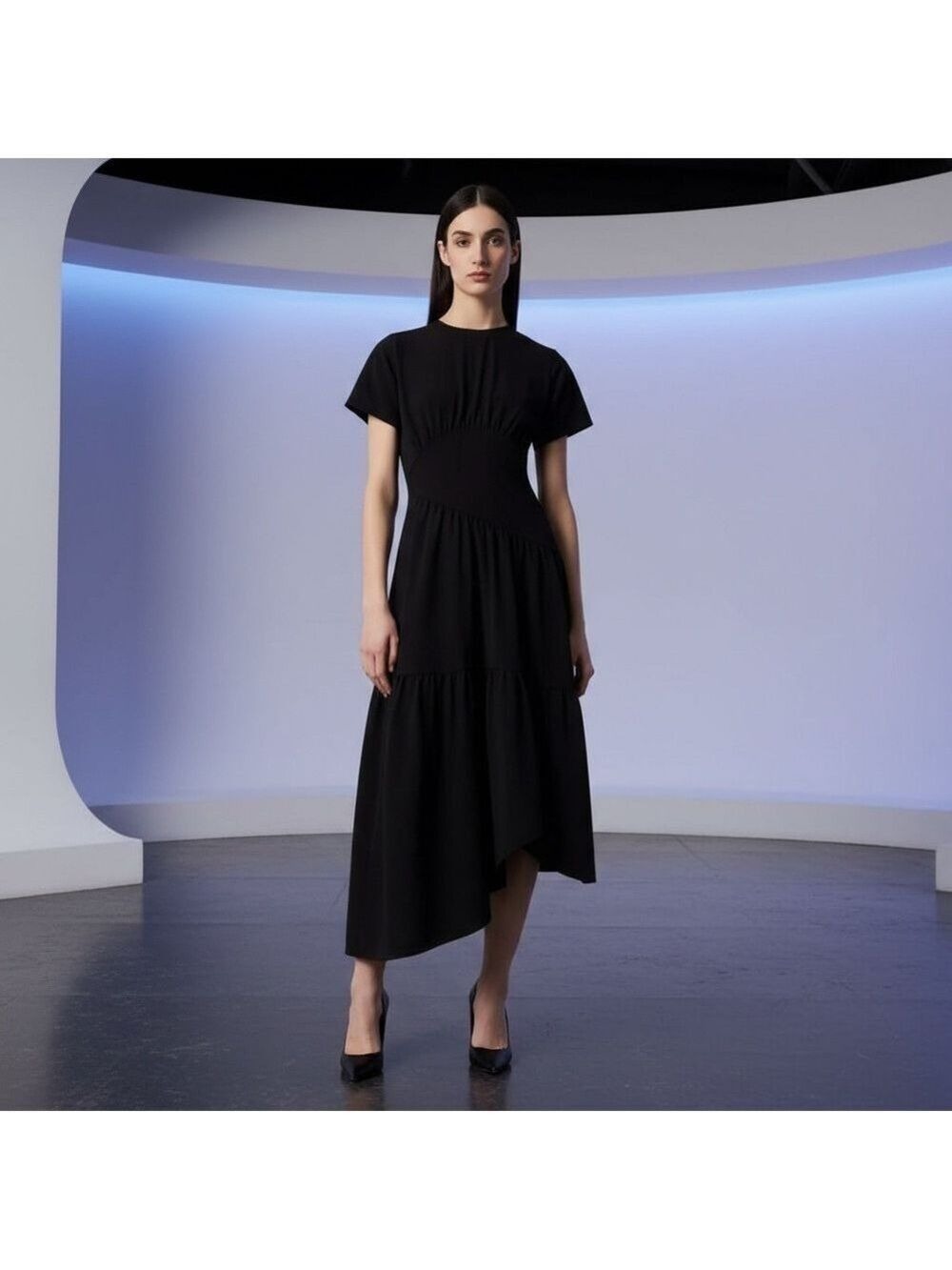 Robert Rodriguez Asymmetrical Black Cotton Dress Fairy Grunge Whimsigoth Sz M